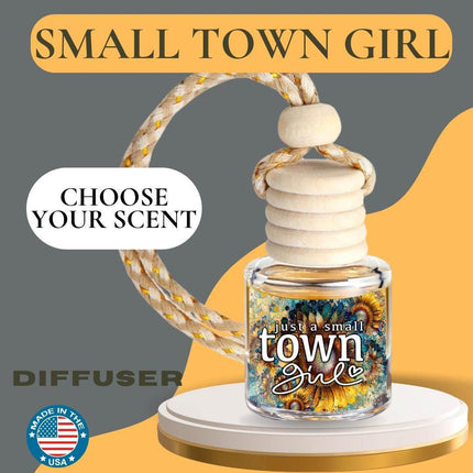 Small Town Girl Custom Hanging Bottle Air Freshener Diffuser – USA-Made, Fragrance for Car & Home Coconut Oil Base - Sip Sleeves