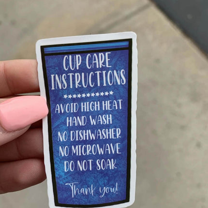 10 Pack Happy Mail “Blue Cup Care” Custom Matte Vinyl Stickers - Sip Sleeves