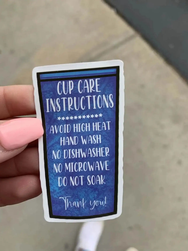 10 Pack Happy Mail “Blue Cup Care” Custom Matte Vinyl Stickers - Sip Sleeves