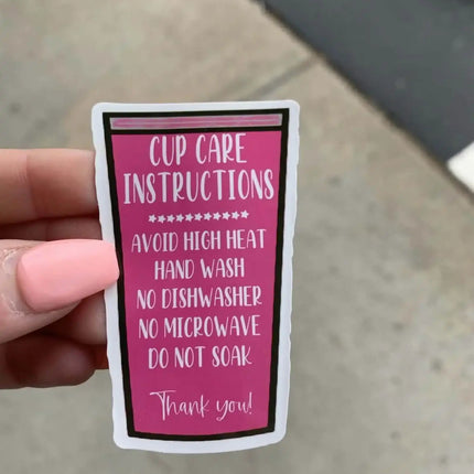10 Pack Happy Mail “Pink Cup Care” Custom Matte Vinyl Stickers - Sip Sleeves