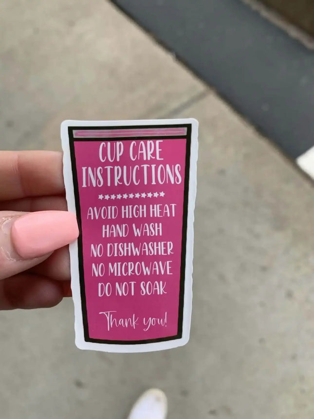10 Pack Happy Mail “Pink Cup Care” Custom Matte Vinyl Stickers - Sip Sleeves
