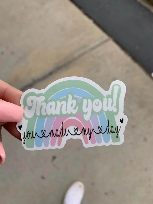10 Pack Happy Mail “You Made My Day” Custom Matte Vinyl Stickers - Sip Sleeves