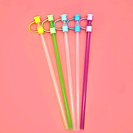 10 Pack Silicone Straw Toppers for Drinking Straws - Sip Sleeves