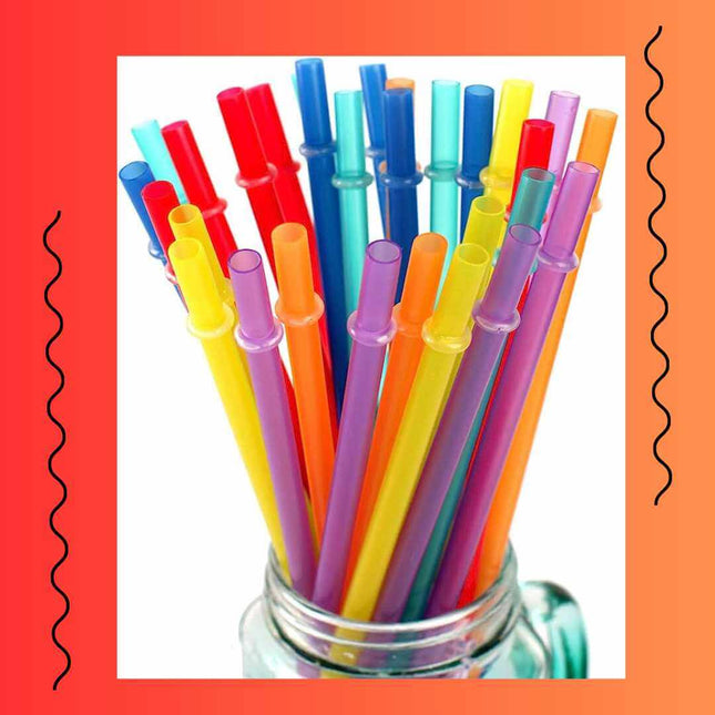 10 Pack Solid Color 10.25" Reusable Plastic Drinking Straws