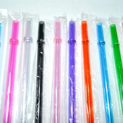 10 Pack Solid Color 10.25" Reusable Plastic Drinking Straws