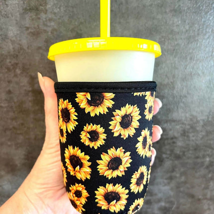 16 OZ Black Sunflower Insulated Cup Cover Sip Sleeve - Sip Sleeves