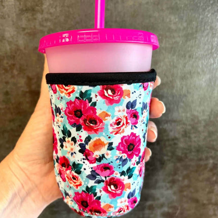 16 OZ Colorful Flowers Insulated Cup Cover Sip Sleeve - Sip Sleeves