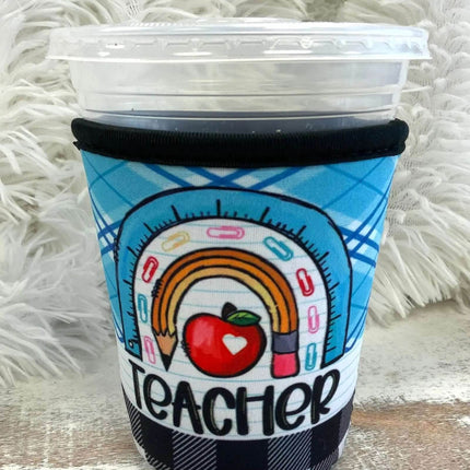 16 OZ Teal Teacher Insulated Cup Cover Sip Sleeve - Sip Sleeves