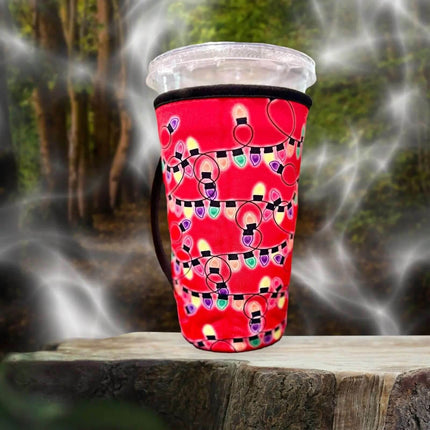 20 OZ / Bright Christmas Lights Insulated Cup Cover Sip Sleeve Fits 20-32 OZ Cups - Sip Sleeves