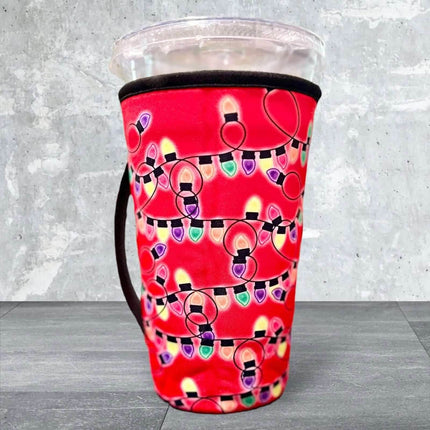 20 OZ / Bright Christmas Lights Insulated Cup Cover Sip Sleeve Fits 20-32 OZ Cups - Sip Sleeves