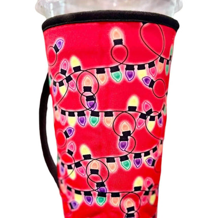 20 OZ / Bright Christmas Lights Insulated Cup Cover Sip Sleeve Fits 20-32 OZ Cups - Sip Sleeves