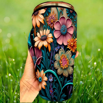 20 OZ 3D Flowers Insulated Cup Cover Sip Sleeve Fits 20-32 OZ Cups - Sip Sleeves