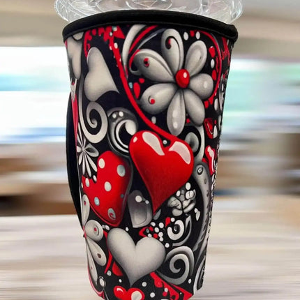 20 OZ 3D Red Escape Abstract Insulated Cup Cover Sip Sleeve Fits 20-32 OZ Cups - Sip Sleeves