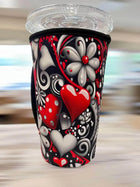 20 OZ 3D Red Escape Abstract Insulated Cup Cover Sip Sleeve Fits 20-32 OZ Cups - Sip Sleeves