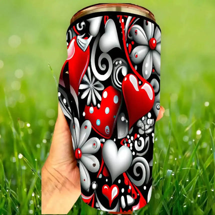 20 OZ 3D Red Escape Abstract Insulated Cup Cover Sip Sleeve Fits 20-32 OZ Cups - Sip Sleeves