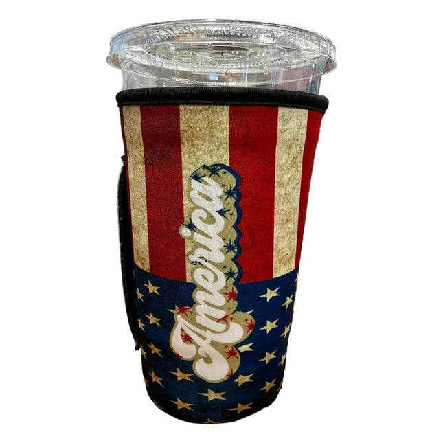 20 OZ America Retro Flag Insulated Cup Cover Sip Sleeve Fits 20-32 OZ Cups - Sip Sleeves
