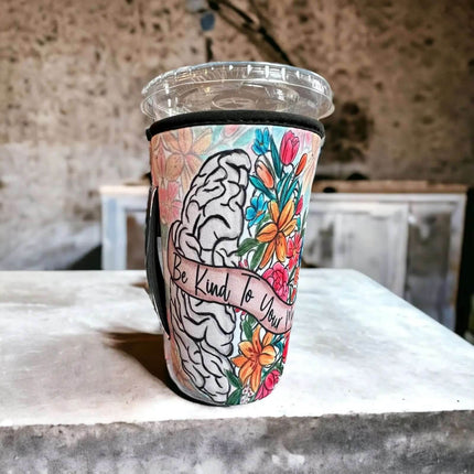 20 OZ Be Kind To Your Mind Insulated Cup Cover Sip Sleeve Fits 20-32 OZ Cups - Sip Sleeves