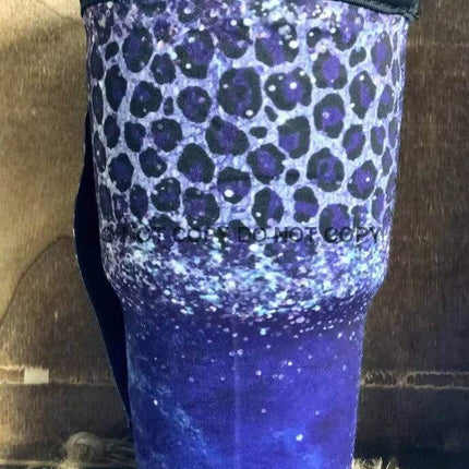 20 OZ Blue Leopard Bling Insulated Cup Sip Sleeve Fits 20-32 OZ Cups - Sip Sleeves