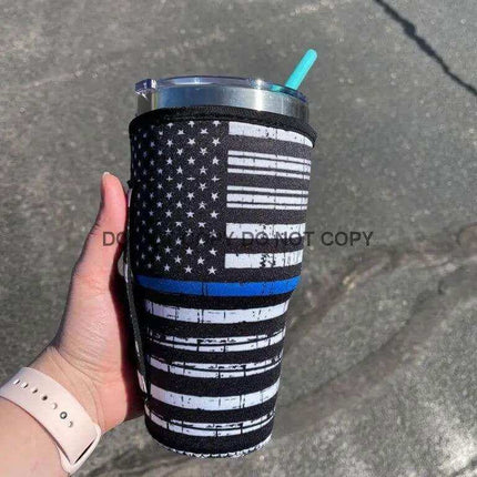 20 OZ Blue Line Insulated Cup Cozy Sip Sleeve Fits 20-32 OZ Cups - Sip Sleeves