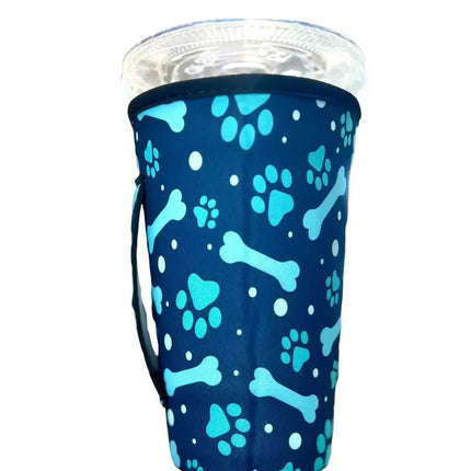 20 OZ Blue Paw Print Insulated Cup Cover Sip Sleeve Fits 20-32 OZ Cups - Sip Sleeves
