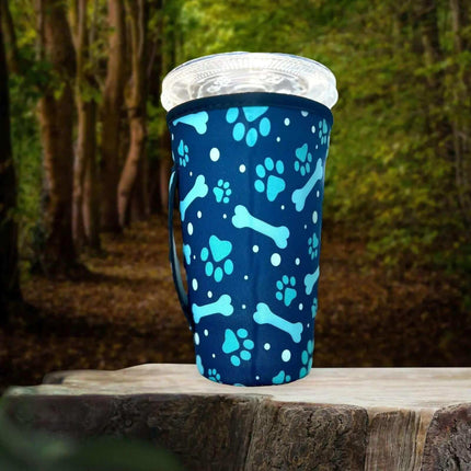 20 OZ Blue Paw Print Insulated Cup Cover Sip Sleeve Fits 20-32 OZ Cups - Sip Sleeves