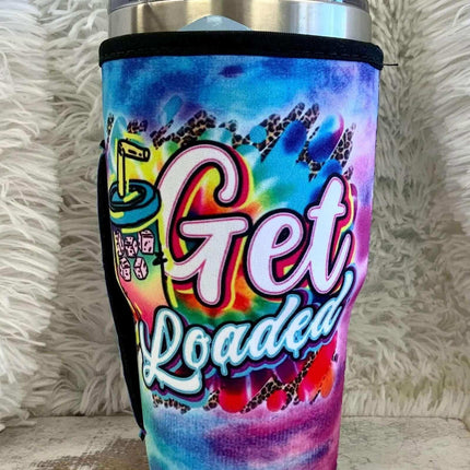 20 OZ Blue Tie Dye Get Loaded Tea Insulated Cup Cover Sip Sleeve Fits 20-32 OZ Cups - Sip Sleeves