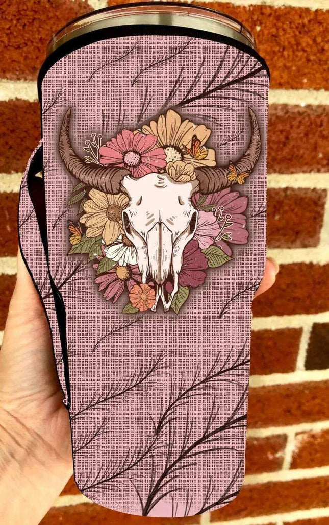 20 OZ Boho Bullskull Insulated Cup Cover Sip Sleeve Fits 20-32 OZ Cups - Sip Sleeves