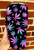 20 OZ Bright Cannabis Weed Insulated Cup Cover Sip Sleeve Fits 20-32 OZ Cups - Sip Sleeves