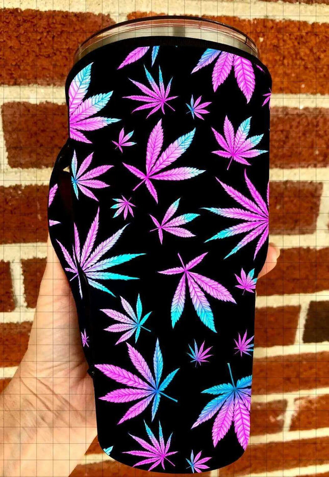 20 OZ Bright Cannabis Weed Insulated Cup Cover Sip Sleeve Fits 20-32 OZ Cups - Sip Sleeves