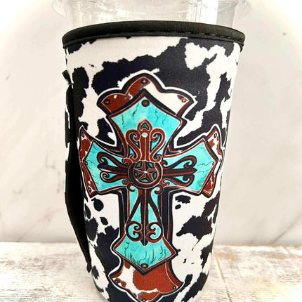 20 OZ Country Cross Insulated Cup Cover Sip Sleeve Fits 20-32 OZ Cups - Sip Sleeves