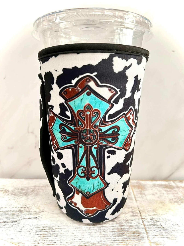 20 OZ Country Cross Insulated Cup Cover Sip Sleeve Fits 20-32 OZ Cups - Sip Sleeves