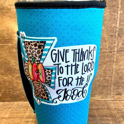 20 OZ Cross Give Thanks Cup Cover Sip Sleeve Fits 20-32 OZ Cups - Sip Sleeves