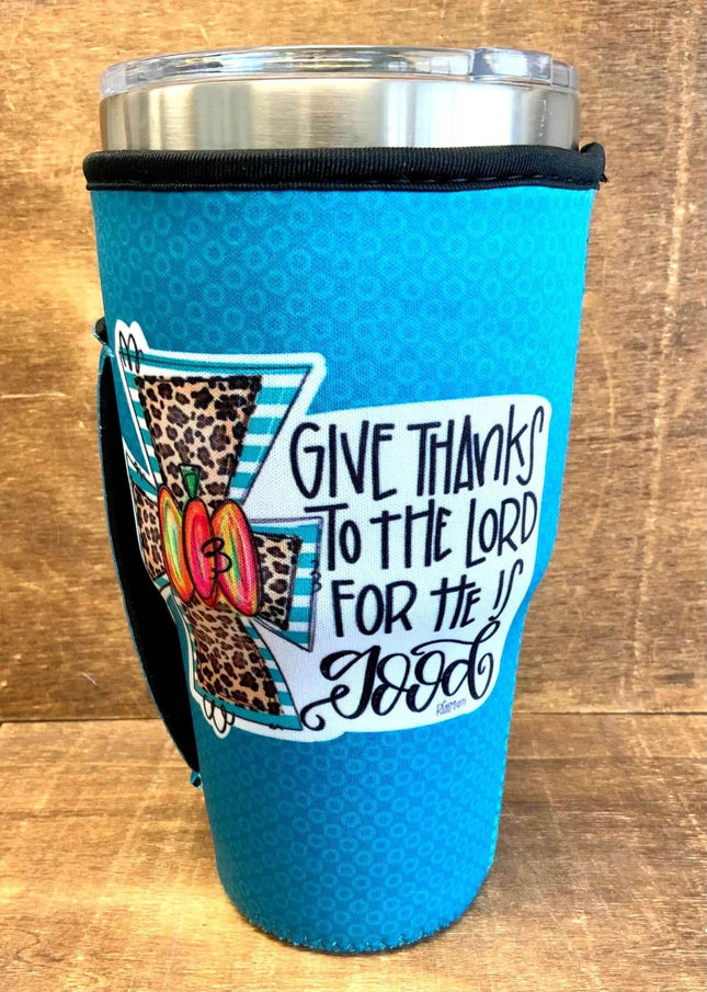 20 OZ Cross Give Thanks Cup Cover Sip Sleeve Fits 20-32 OZ Cups - Sip Sleeves