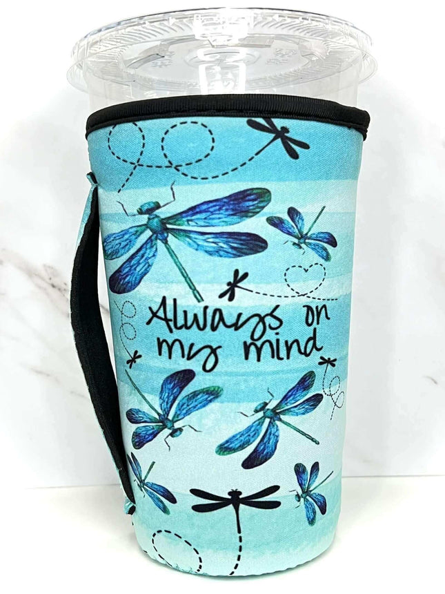 20 OZ Dragonfly Always on my mind Insulated Cup Cover Sip Sleeve Fits 20-32 OZ Cups - Sip Sleeves