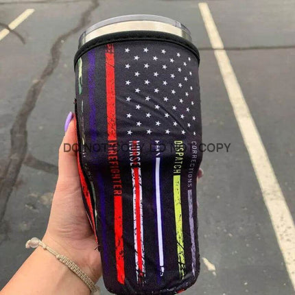 20 OZ First Responder Flag Cup Cover Sip Sleeve Fits 20-32 OZ Cups - Sip Sleeves