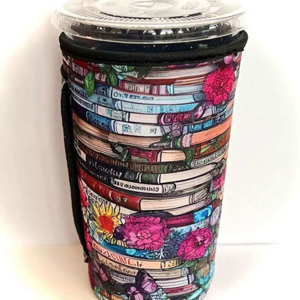 20 OZ Floral Book Stack Insulated Cup Cover Sip Sleeve Fits 20-32 OZ Cups - Sip Sleeves
