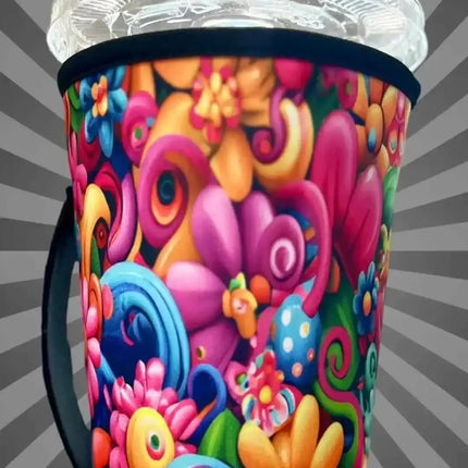20 OZ Fun Day Abstract Insulated Cup Cover Sip Sleeve Fits 20-32 OZ Cups - Sip Sleeves