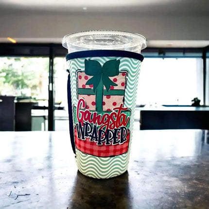 20 OZ Gangsta Wrapper Christmas Insulated Cup Cover Sip Sleeve Fits 20-32 OZ Cups - Sip Sleeves