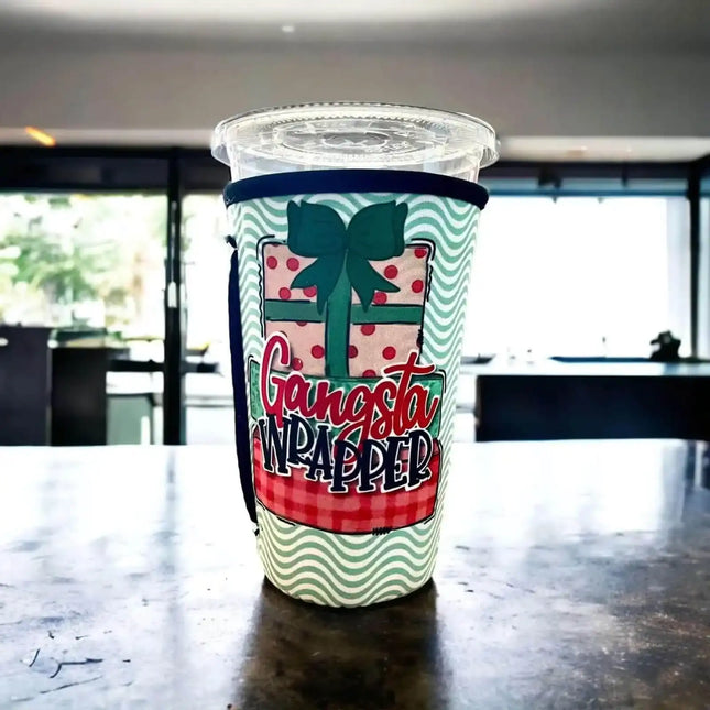 20 OZ Gangsta Wrapper Christmas Insulated Cup Cover Sip Sleeve Fits 20-32 OZ Cups - Sip Sleeves