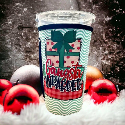 20 OZ Gangsta Wrapper Christmas Insulated Cup Cover Sip Sleeve Fits 20-32 OZ Cups - Sip Sleeves