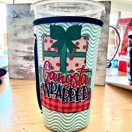 20 OZ Gangsta Wrapper Christmas Insulated Cup Cover Sip Sleeve Fits 20-32 OZ Cups - Sip Sleeves