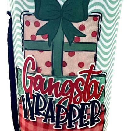 20 OZ Gangsta Wrapper Christmas Insulated Cup Cover Sip Sleeve Fits 20-32 OZ Cups - Sip Sleeves