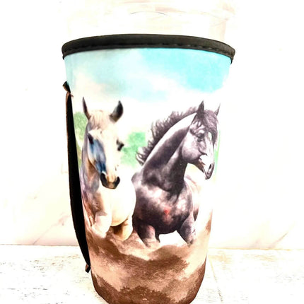 20 OZ Horses Insulated Cup Cover Sip Sleeve Fits 20-32 OZ Cups - Sip Sleeves