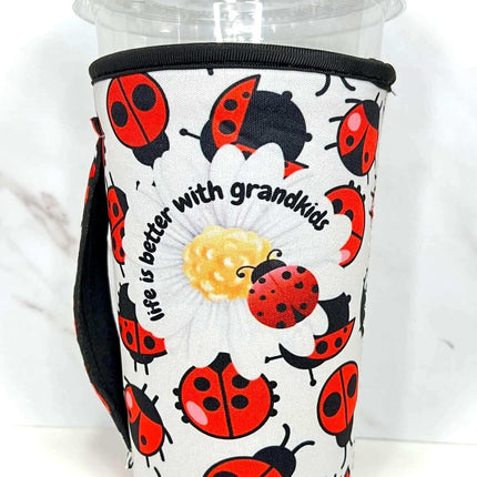 20 OZ Ladybugs Grandkids Grandparent Insulated Cup Cover Sip Sleeve Fits 20-32 OZ Cups - Sip Sleeves