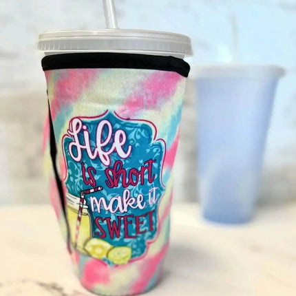 20 OZ Life Is Short Cup Cover Sip Sleeve Fits 20-32 OZ Cups - Sip Sleeves