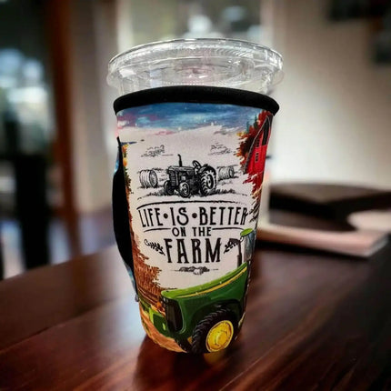 20 OZ Life is Better on the Farm Cup Cover Sip Sleeve Fits 20-32 OZ Cups - Sip Sleeves
