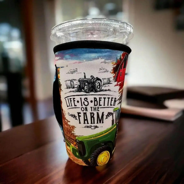 20 OZ Life is Better on the Farm Cup Cover Sip Sleeve Fits 20-32 OZ Cups - Sip Sleeves