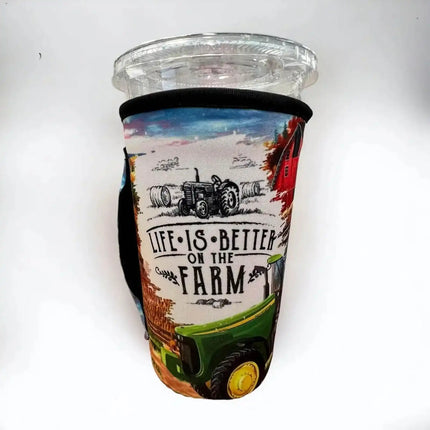 20 OZ Life is Better on the Farm Cup Cover Sip Sleeve Fits 20-32 OZ Cups - Sip Sleeves