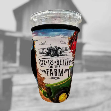 20 OZ Life is Better on the Farm Cup Cover Sip Sleeve Fits 20-32 OZ Cups - Sip Sleeves