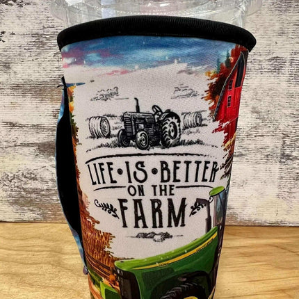 20 OZ Life is Better on the Farm Cup Cover Sip Sleeve Fits 20-32 OZ Cups - Sip Sleeves